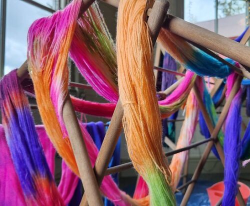 Examples of the dyed fiber from the Ellen Minard workshop