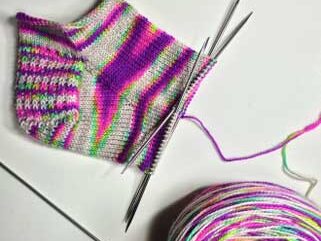 Rose City Rollers sock pattern image by Mara Catherine Bryner